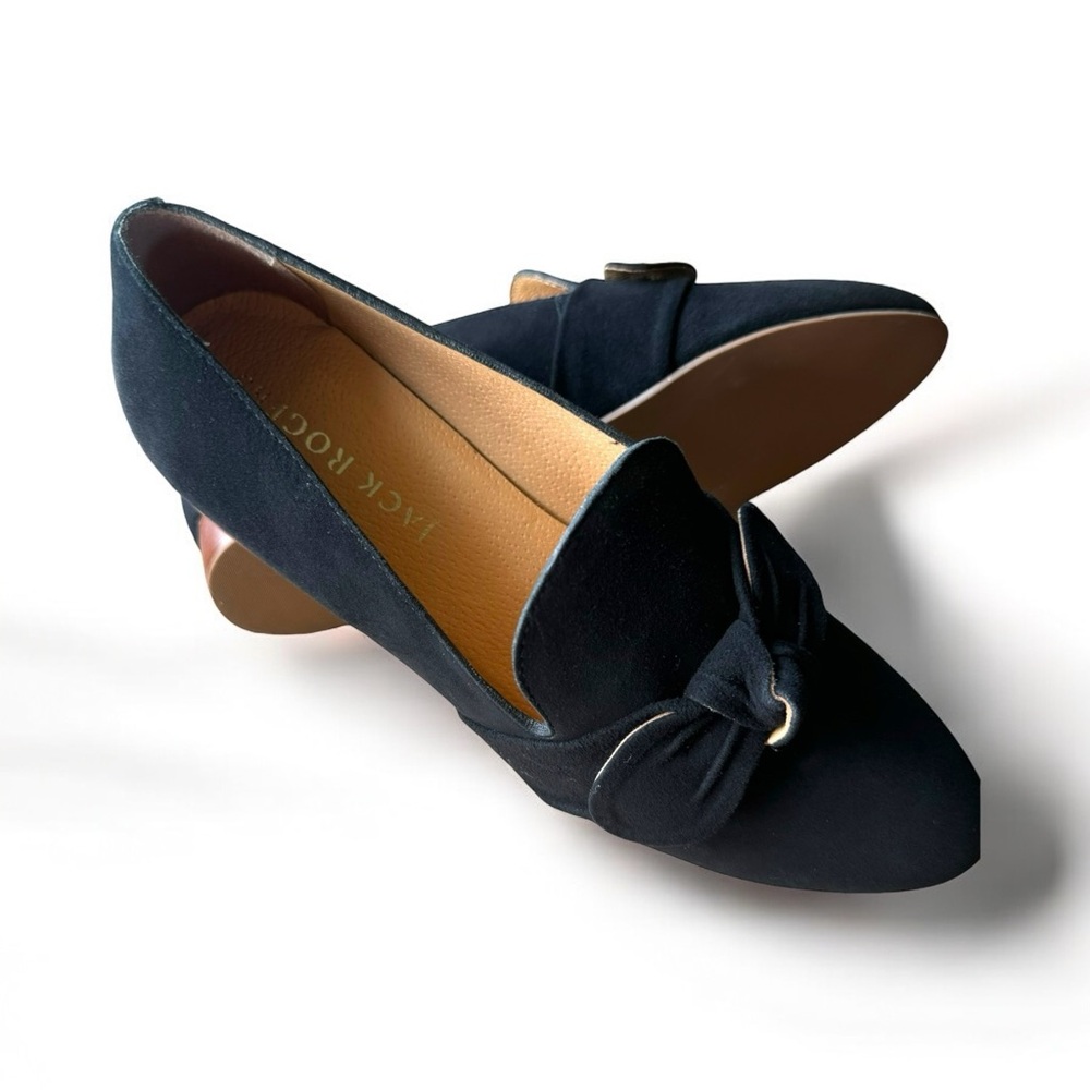 NEW Jack Rogers Audrey Bow Loafer Black Suede